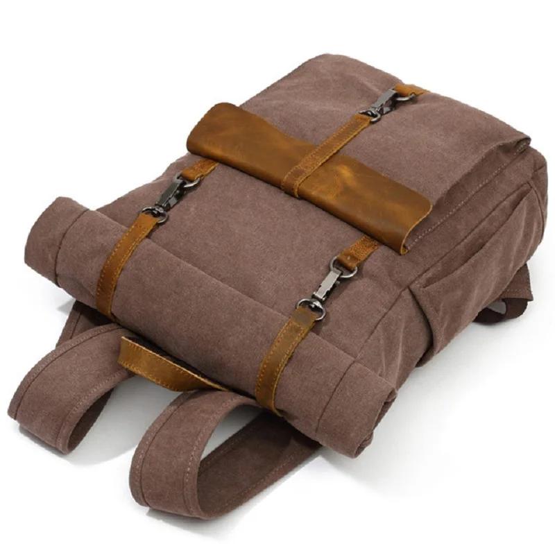 Vintage toile cuir sacs à dos voyage sac à dos pour ordinateur portable sacs d'école pour adolescent