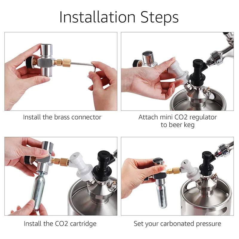 Chargeur de Co2 pour fût de bière, Mini régulateur de Co2 0-60PSI, distributeur de Co2 Portable avec