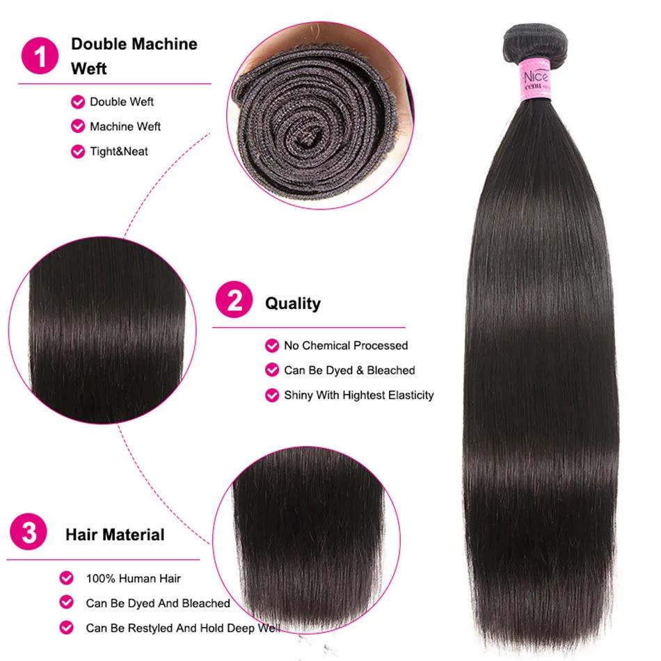 Tissage en lot péruvien 100% naturel-UNice Hair, cheveux lisses, 8 à 30 pouces, lot de 1/3/4, vente 