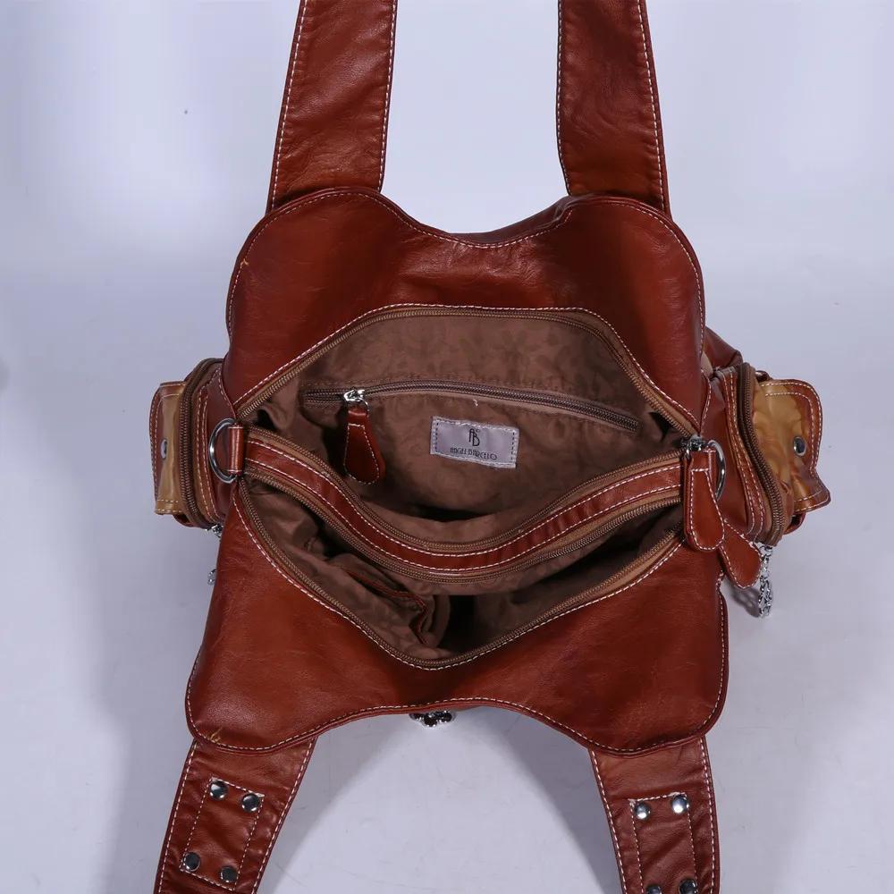 Sac vintage pour femmes, sac à bandoulière en PU violet, sac décontracté à plusieurs poches, sac mes