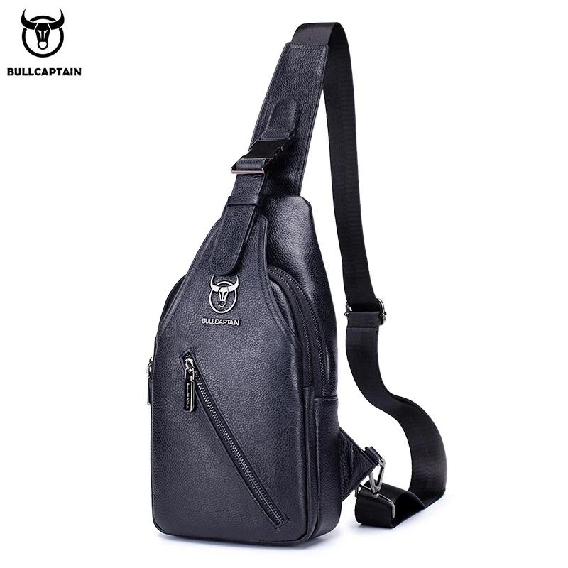 BULLCAPTAIN sac de poitrine en cuir pour hommes sac de rangement de voyage multifonction sac de mess