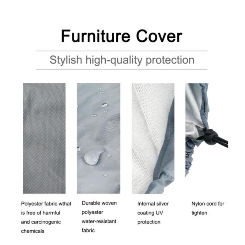 Housse de protection argentée pour patio de jardin, 68 tailles, housse anti-poussière pour meubles e