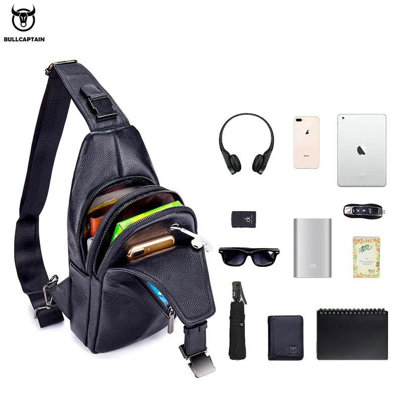 BULLCAPTAIN sac de poitrine en cuir pour hommes sac de rangement de voyage multifonction sac de mess
