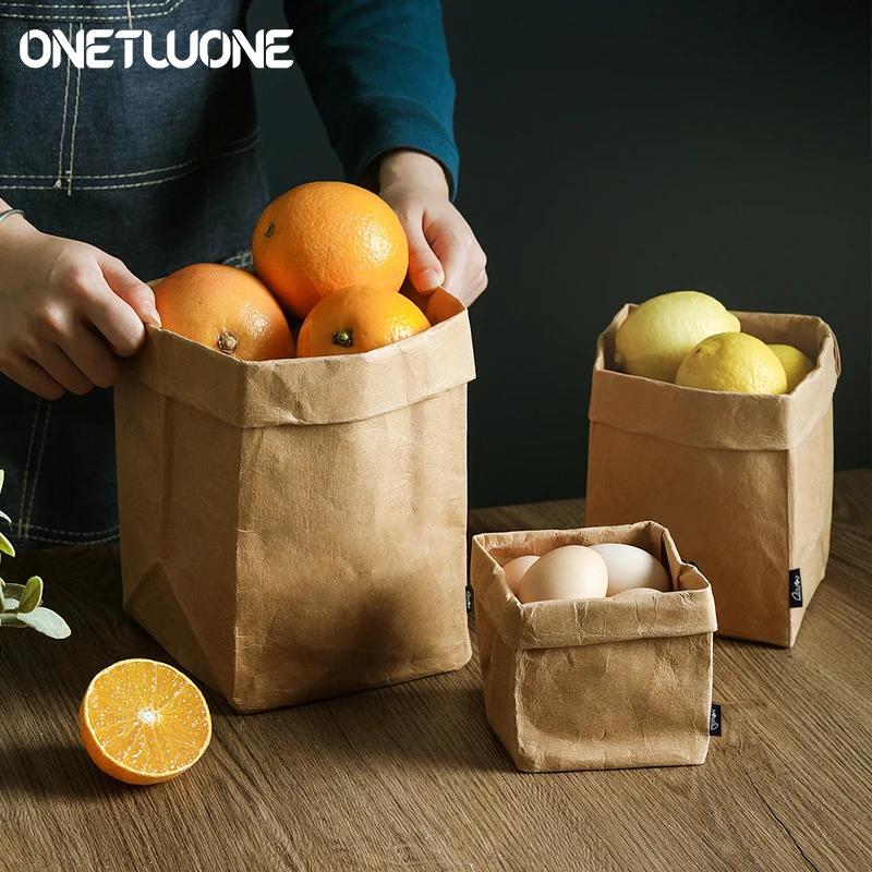 Sac en papier Kraft pour Fruits et légumes, conteneur de stockage de pain multifonction, outil de cu