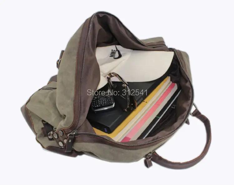 Sacs de voyage militaires en toile et cuir vintage pour hommes, bagages à main, sacs polochons, gran