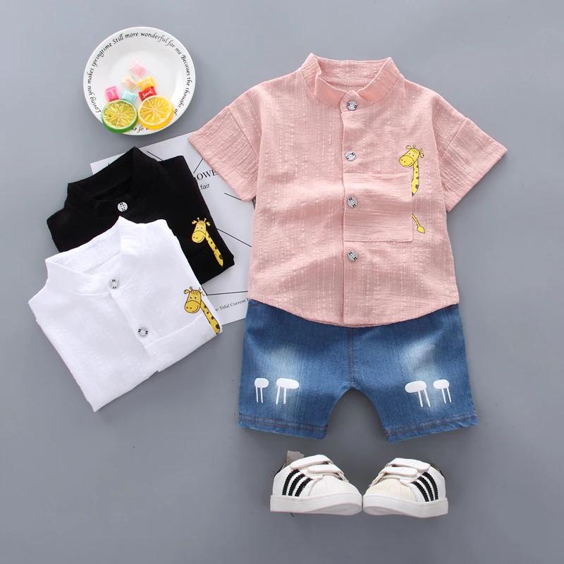 Nouvel été offre spéciale enfant en bas âge enfants bébé garçons chemise dessin animé hauts Denim Sh