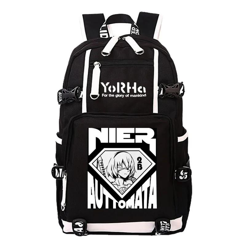 NieR-Sac à dos de voyage en toile avec chargement USB pour femme, sac à dos pour ordinateur portable