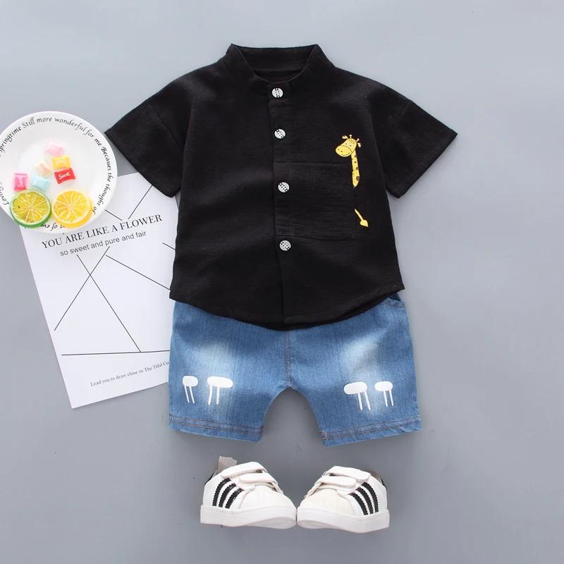 Nouvel été offre spéciale enfant en bas âge enfants bébé garçons chemise dessin animé hauts Denim Sh