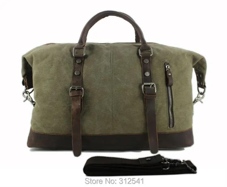 Sacs de voyage militaires en toile et cuir vintage pour hommes, bagages à main, sacs polochons, gran