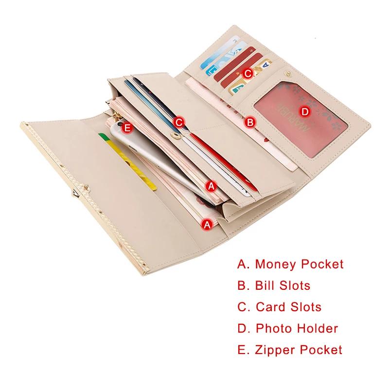 FOXER marque femmes portefeuille Long en cuir fendu dame pochettes de luxe porte-monnaie femme mode 