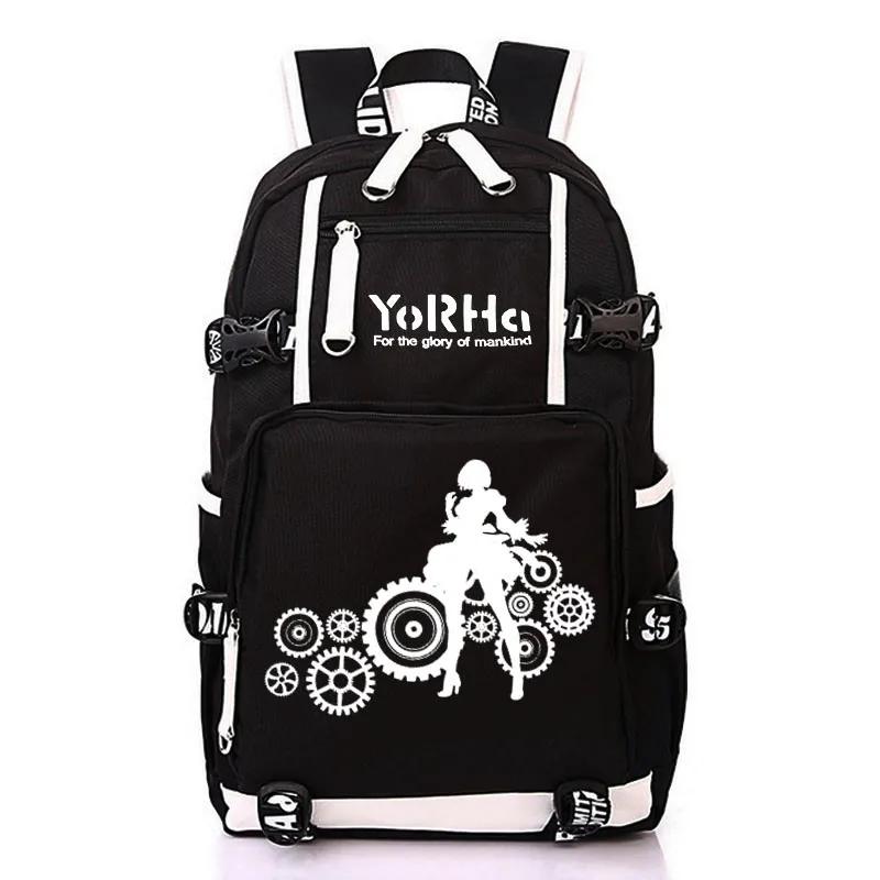 NieR-Sac à dos de voyage en toile avec chargement USB pour femme, sac à dos pour ordinateur portable