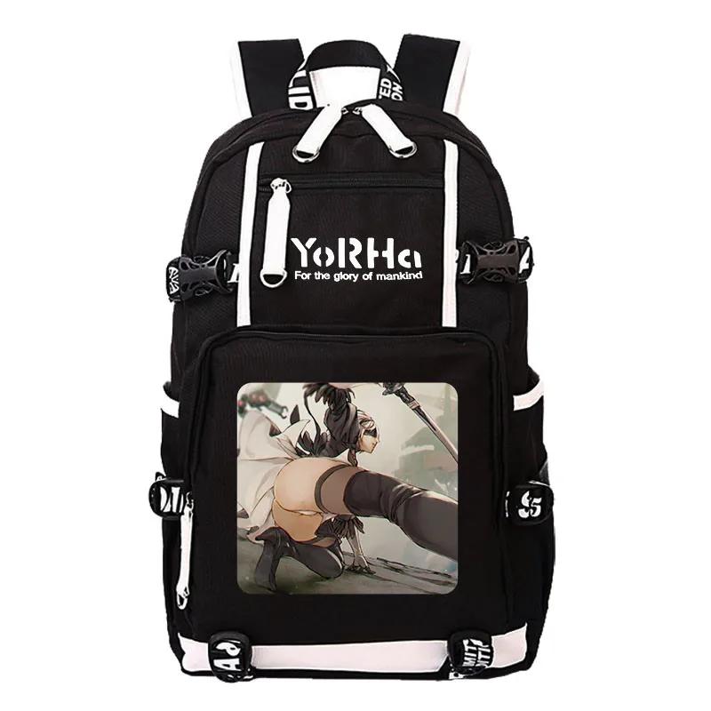 NieR-Sac à dos de voyage en toile avec chargement USB pour femme, sac à dos pour ordinateur portable