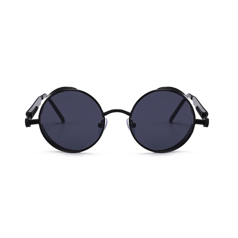 VIVIBEE Lunettes de soleil vintage steampunk rouges pour hommes, lunettes rondes punk en alliage mét