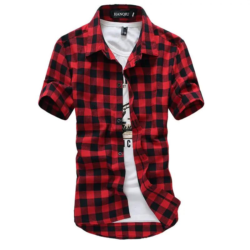Chemise à carreaux rouge et noire pour homme – Nouvelle collection été 2026 – Chemise homme à manche