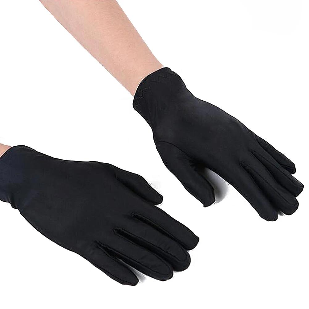 1 paire printemps été gants en Spandex noir blanc étiquette mince gants extensibles danse serré blan
