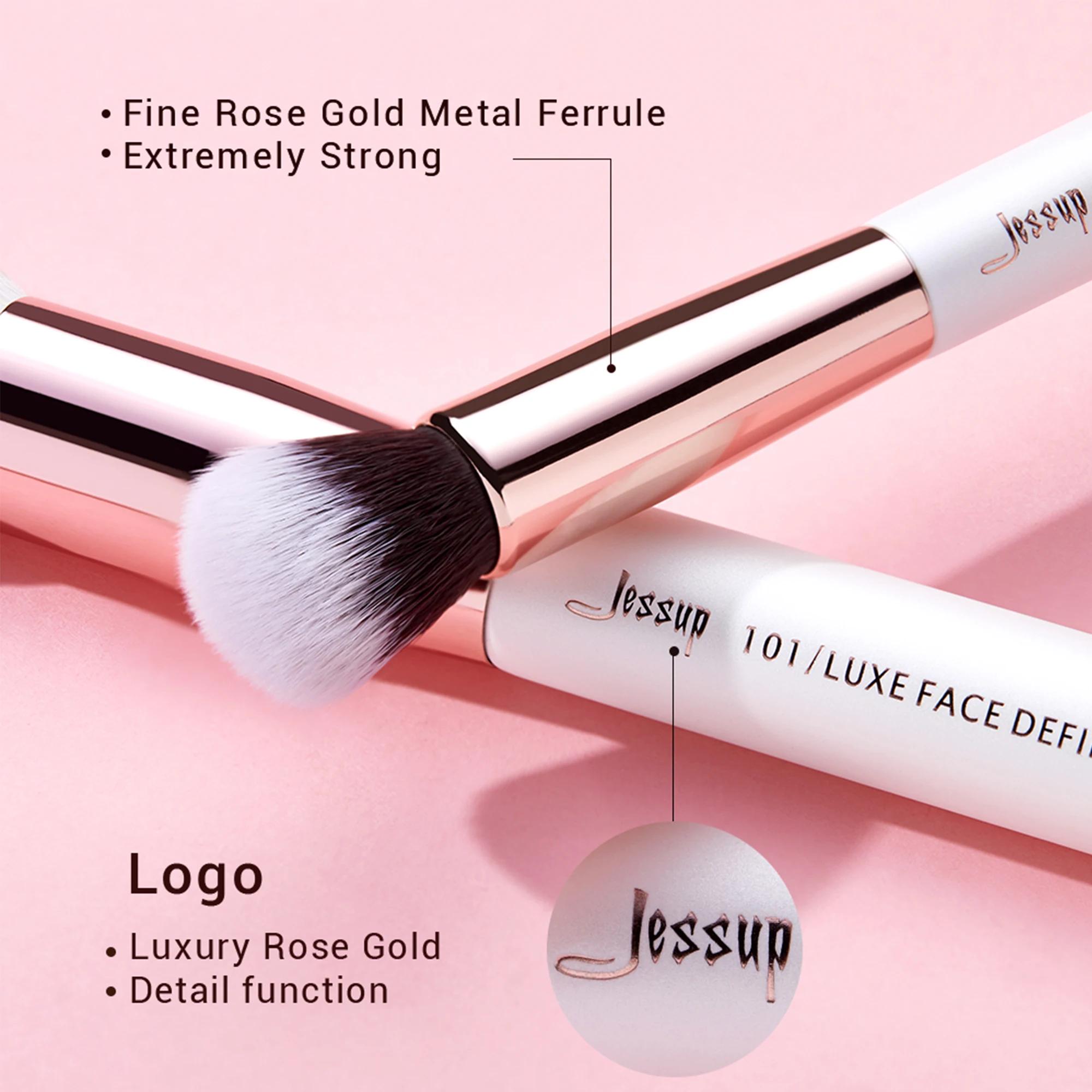 Jessup – ensemble de pinceaux de maquillage professionnels, 15 pièces, brosse de maquillage naturel-