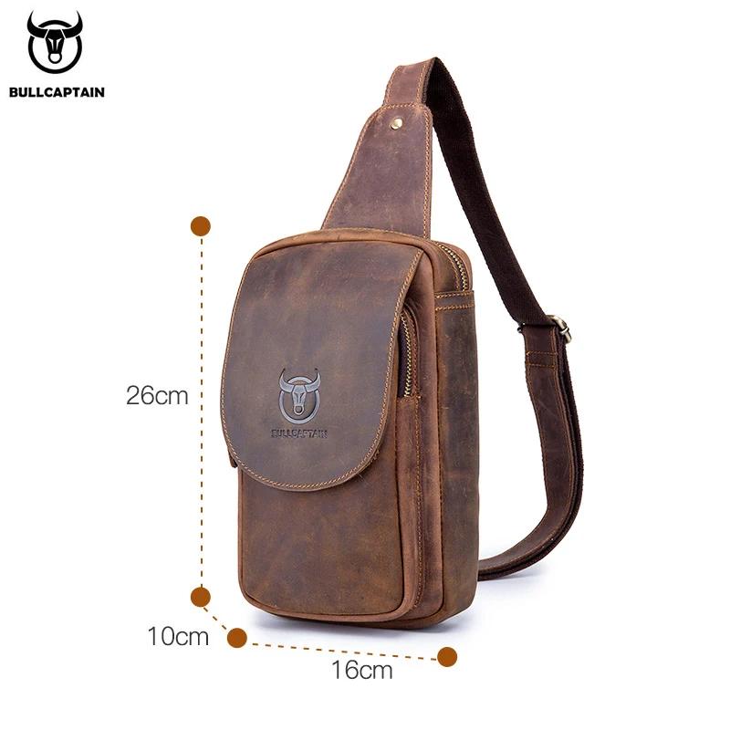 BULLCAPTAIN sacs à bandoulière pour hommes sac de poitrine en cuir Crazy Horse sacs à bandoulière en