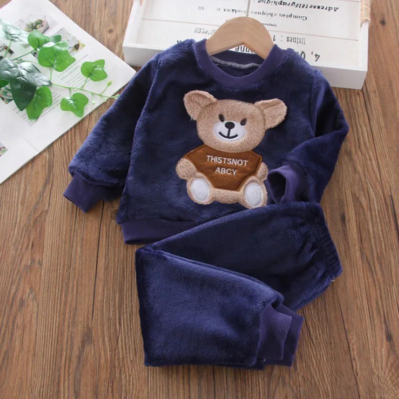 Nouveau hiver bébé filles garçons Homewear ensembles automne mode flanelle polaire vêtements enfants