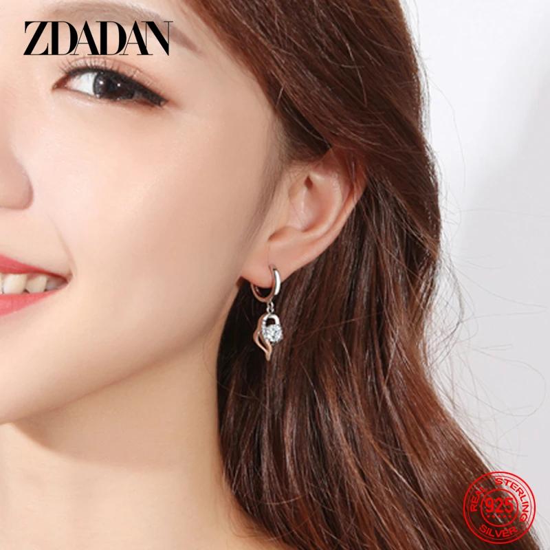 ZDADAN 925 en argent Sterling cristal Zircon boucle d'oreille pour les femmes bijoux de mode