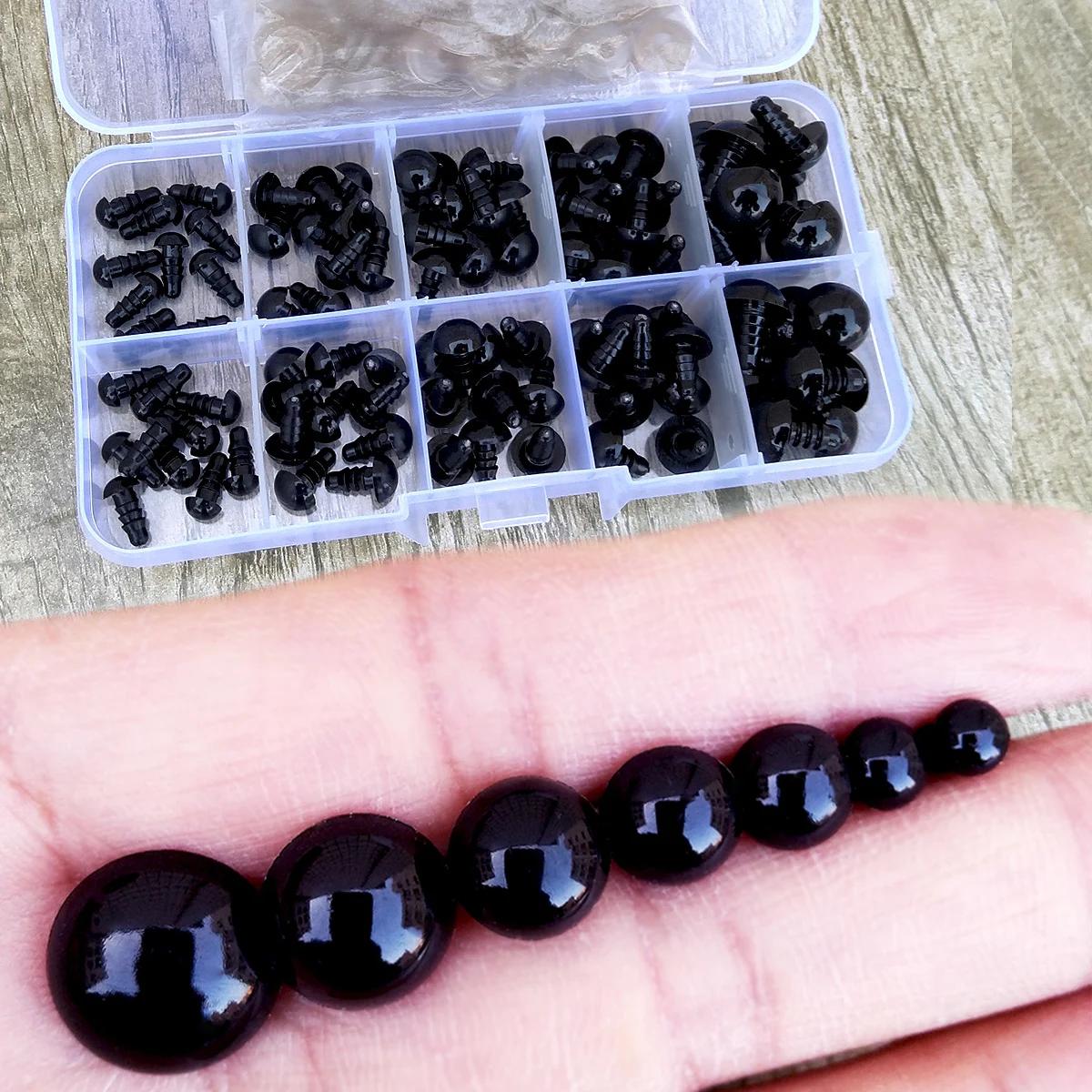 100 pièces 8/10/12/14mm yeux de sécurité en plastique pour jouets bricolage mélange taille Crochet o