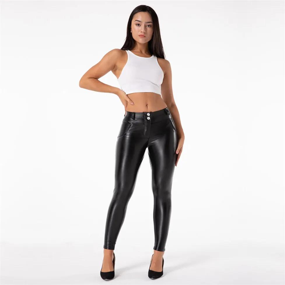 Shascullfites-Pantalon en cuir PU Melody pour femme, leggings thermiques, taille moyenne, pantalon p