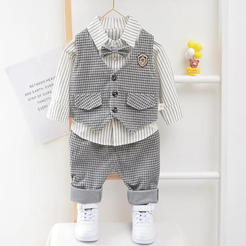 Costume élégant bébé garçon chemise rayée gilet pantalon - Tenue mariage anniversaire fête cérémonie chic