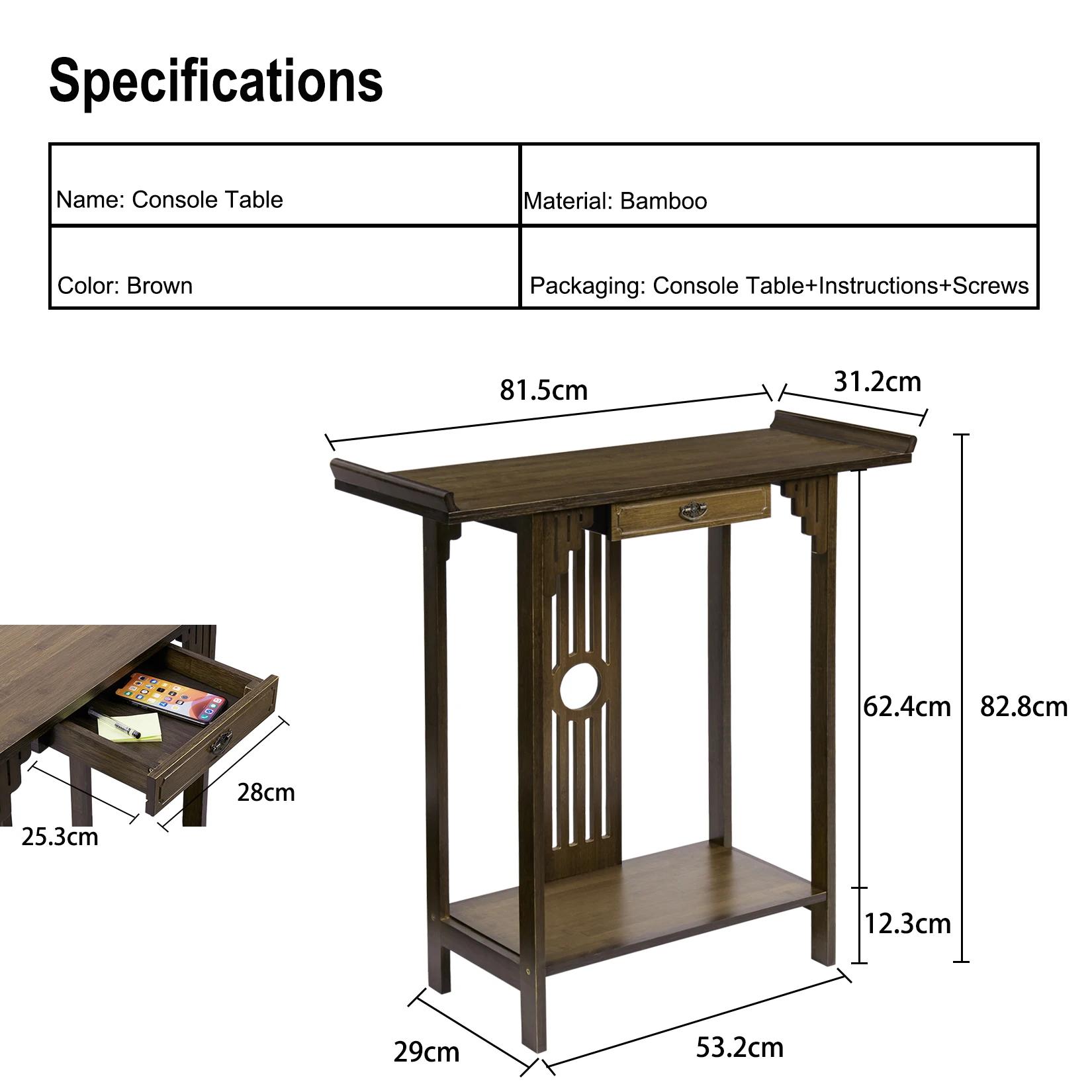 Table console d'entrée de canapé rustique, table d'appoint, salon, entrée de couloir, 32 po