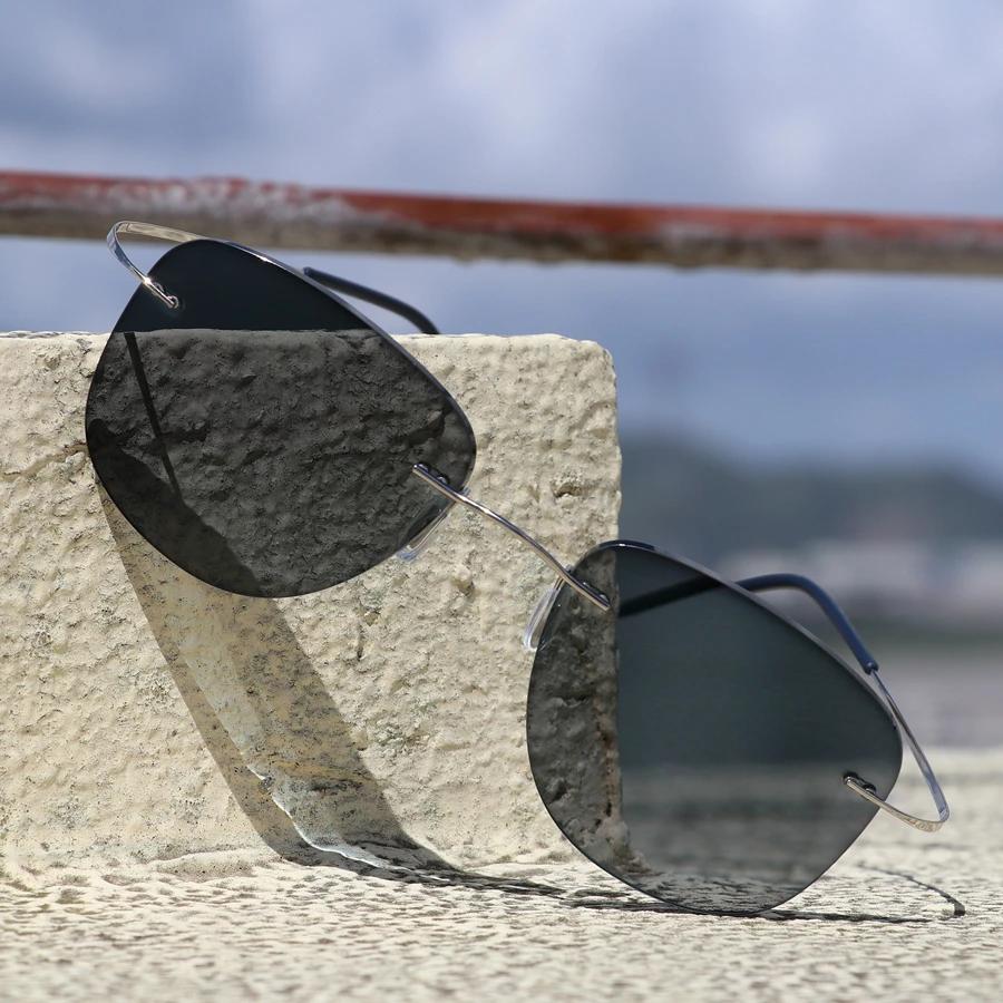 Lunettes de soleil d'aviation à Transition en titane, lunettes de lecture photochromiques sans montu