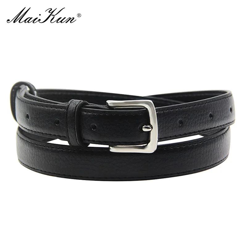 MaiKun – ceinture en cuir slim pour femmes, couleur unie, boucle ardillon, Simple, petite taille, co
