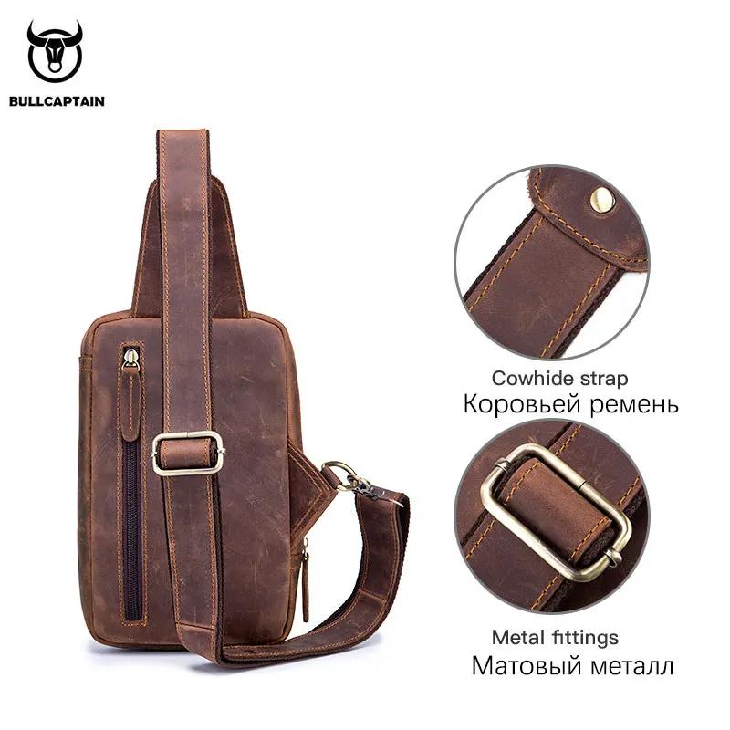 BULLCAPTAIN sacs à bandoulière pour hommes sac de poitrine en cuir Crazy Horse sacs à bandoulière en