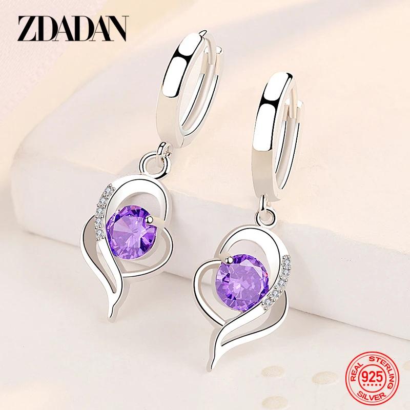 ZDADAN 925 en argent Sterling cristal Zircon boucle d'oreille pour les femmes bijoux de mode