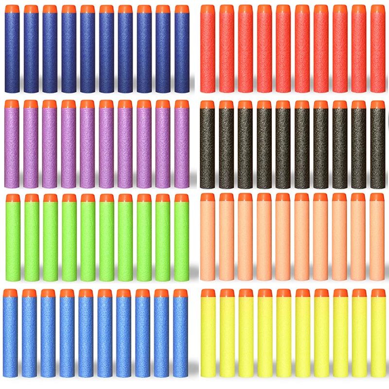 7.2 cm 100 pièces pour Nerf balles souples fléchettes tête ronde recharge éponge fléchettes enfants 