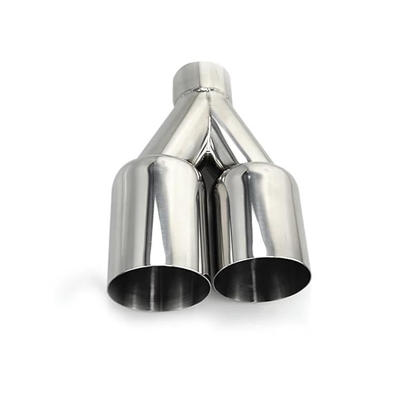 Véritable sumsoo double pointe d'échappement en acier inoxydable bord droit poli argent soudage sile