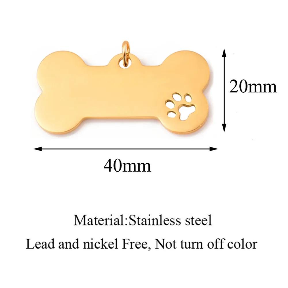 Étiquette militaire en acier inoxydable pour chien de compagnie, pendentif patte de chien creuse, br