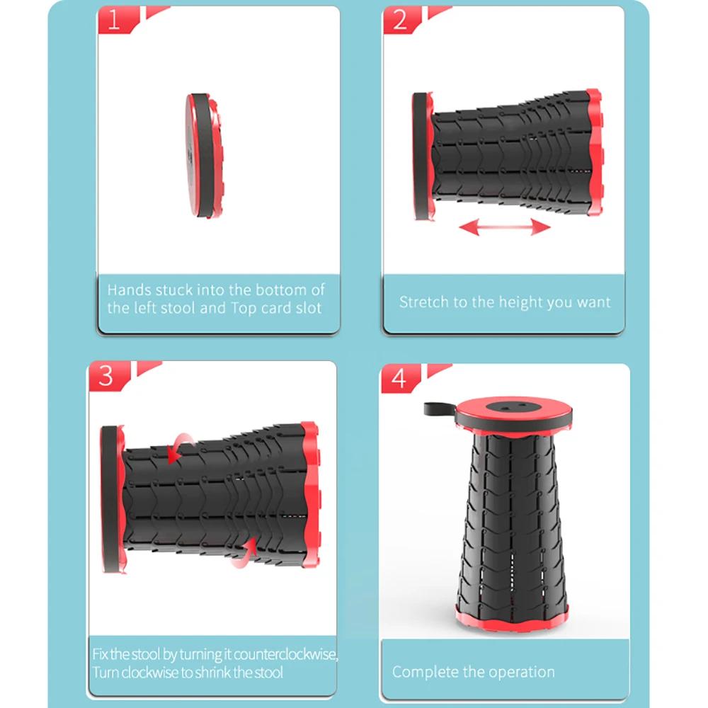 Tabouret télescopique pliant Portable, chaise de file d'attente de métro en plastique léger, chaise