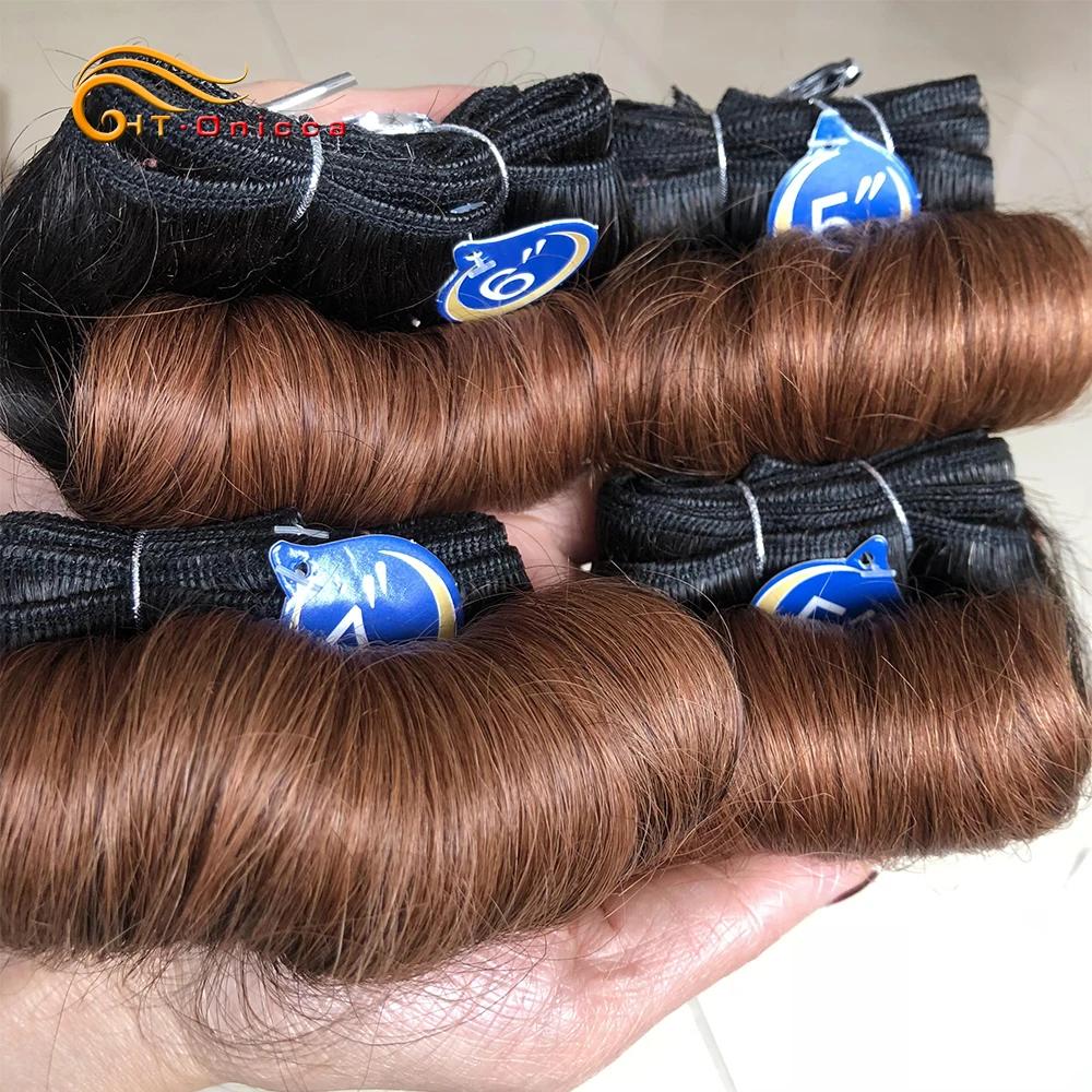 Tissage en lot brésilien Remy 100% naturel bouclé, Extension de cheveux Afro 1B 30, bordeaux, 5 5 6 