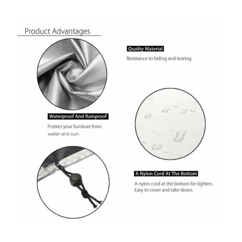 Housse de protection argentée pour patio de jardin, 68 tailles, housse anti-poussière pour meubles e