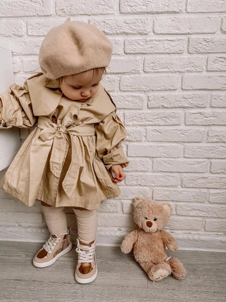 Trench manteau coton bébé fille automne printemps - Veste vêtement extérieur enfants mode pratique
