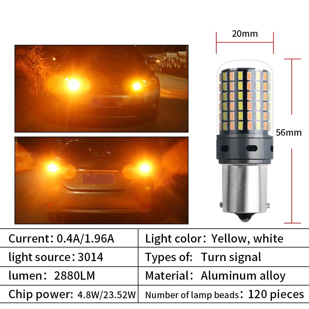 2 pièces 1156 BA15S P21W BAU15S PY21W Canbus sans erreur LED lumières 7440 W21W T20 voiture DRL clig