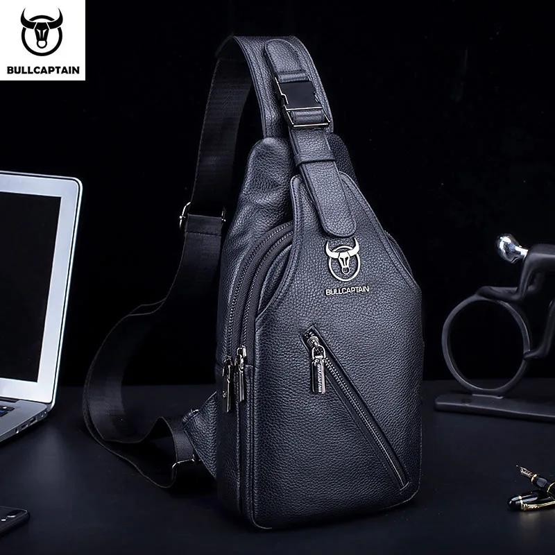 BULLCAPTAIN sac de poitrine en cuir pour hommes sac de rangement de voyage multifonction sac de mess