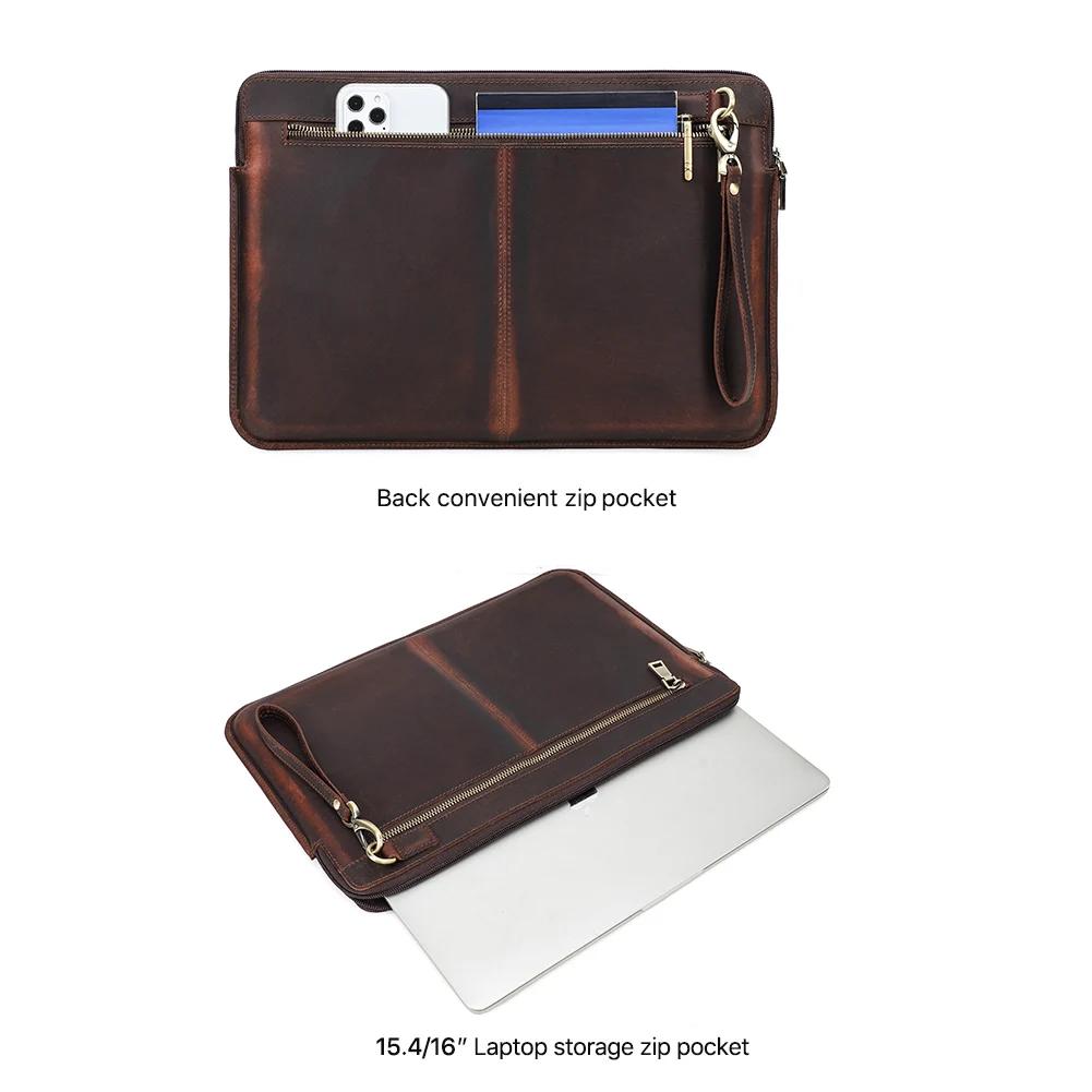 Étui Bombe pour Ordinateur Portable pour Homme, en Cuir de Vache, pour Macbook Air Pro 13 14 15 Pouc