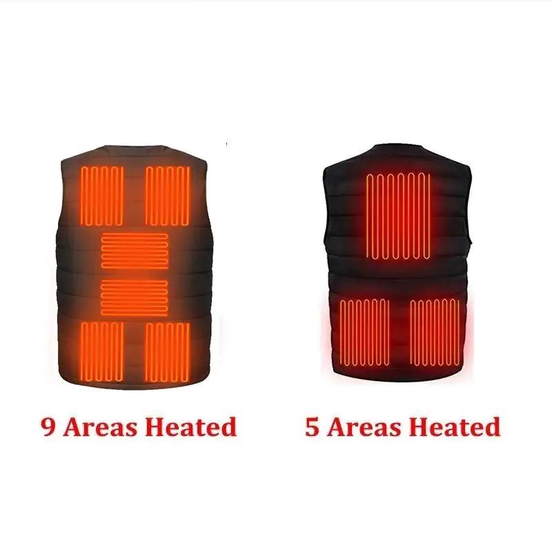 Hommes automne hiver chauffage intelligent coton gilet 9 zones chauffé col en V gilet femmes en plei