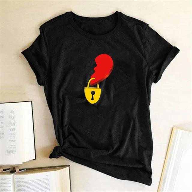 Couples T-shirt coeur clé serrure Mr mme imprimer Couple T-shirt été roi reine T-shirt décontracté h