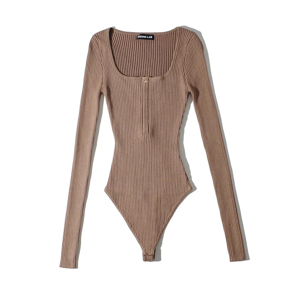 Body à Manches sulfet Col Carré pour Femme, Streetwear Sexy, Moulant, Fermeture Éclair, Noir, Tenues