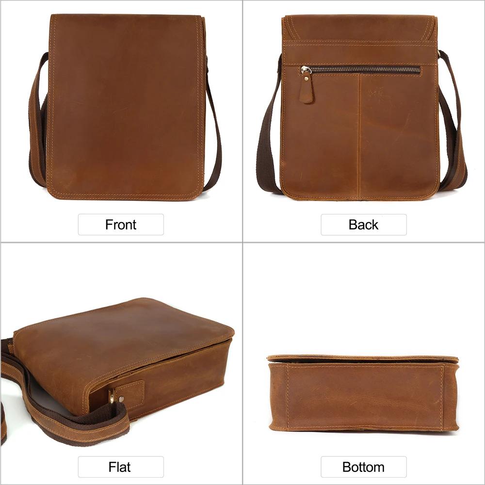 JOYIR petit sac messager en cuir véritable pour hommes sac à bandoulière à rabat décontracté sac à b