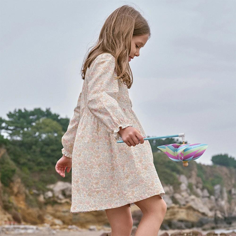 Robe de princesse à manches longues pour filles Dave Bella, 6-13 ans, robe florale de printemps pour