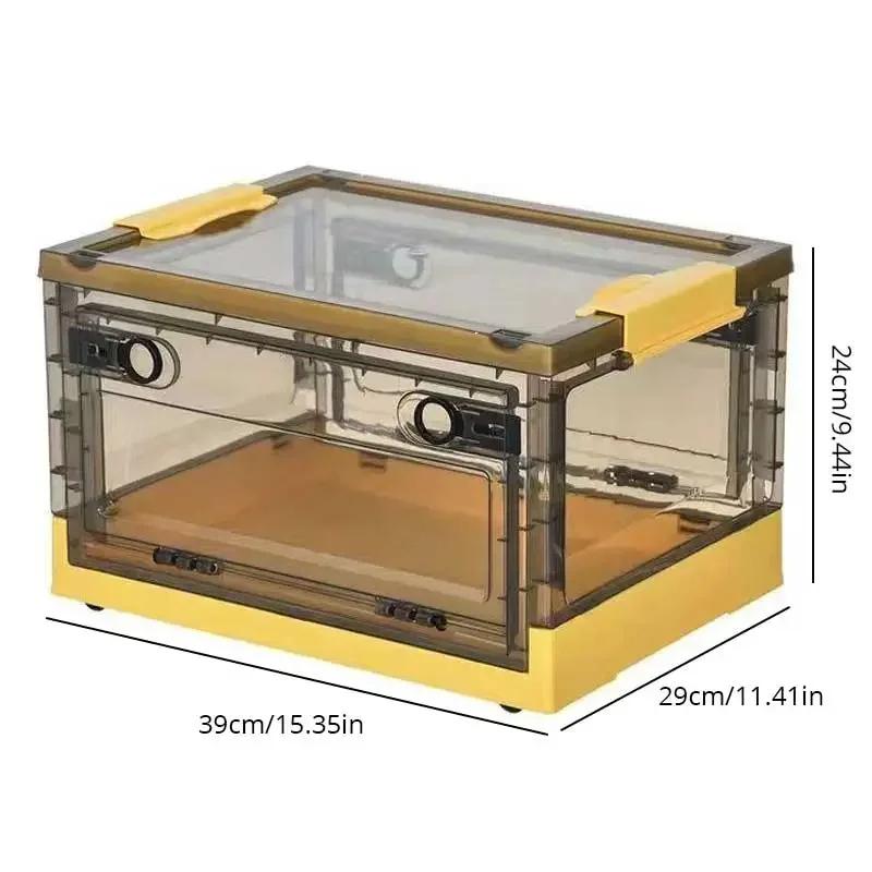 Coffre de rangement pliable, boîte de rangement ouverte, boîte de rangement transparente, organisate