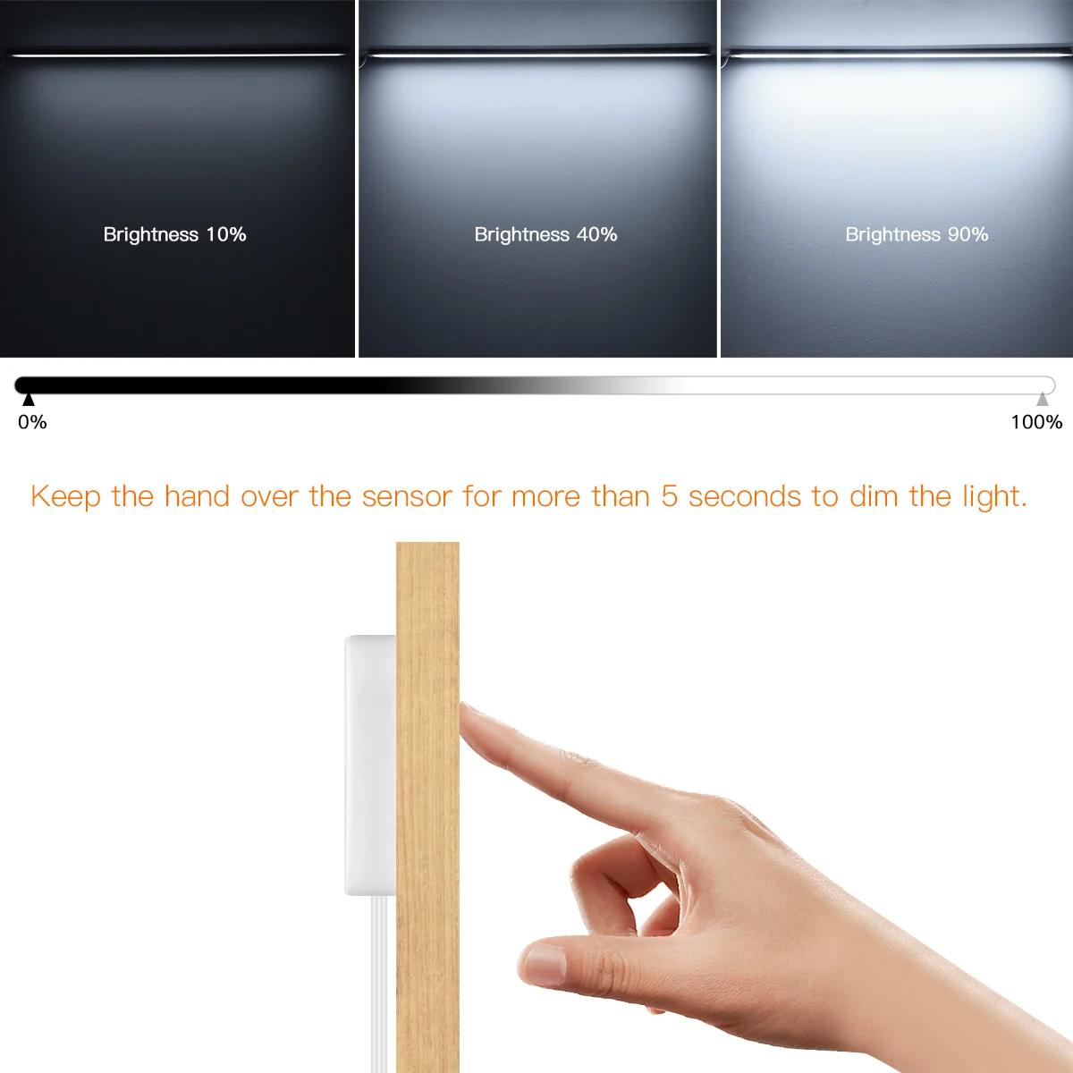 Interrupteur de balayage manuel, capteur tactile en bois pénétrable, lumière LED sous-meuble, lampe 
