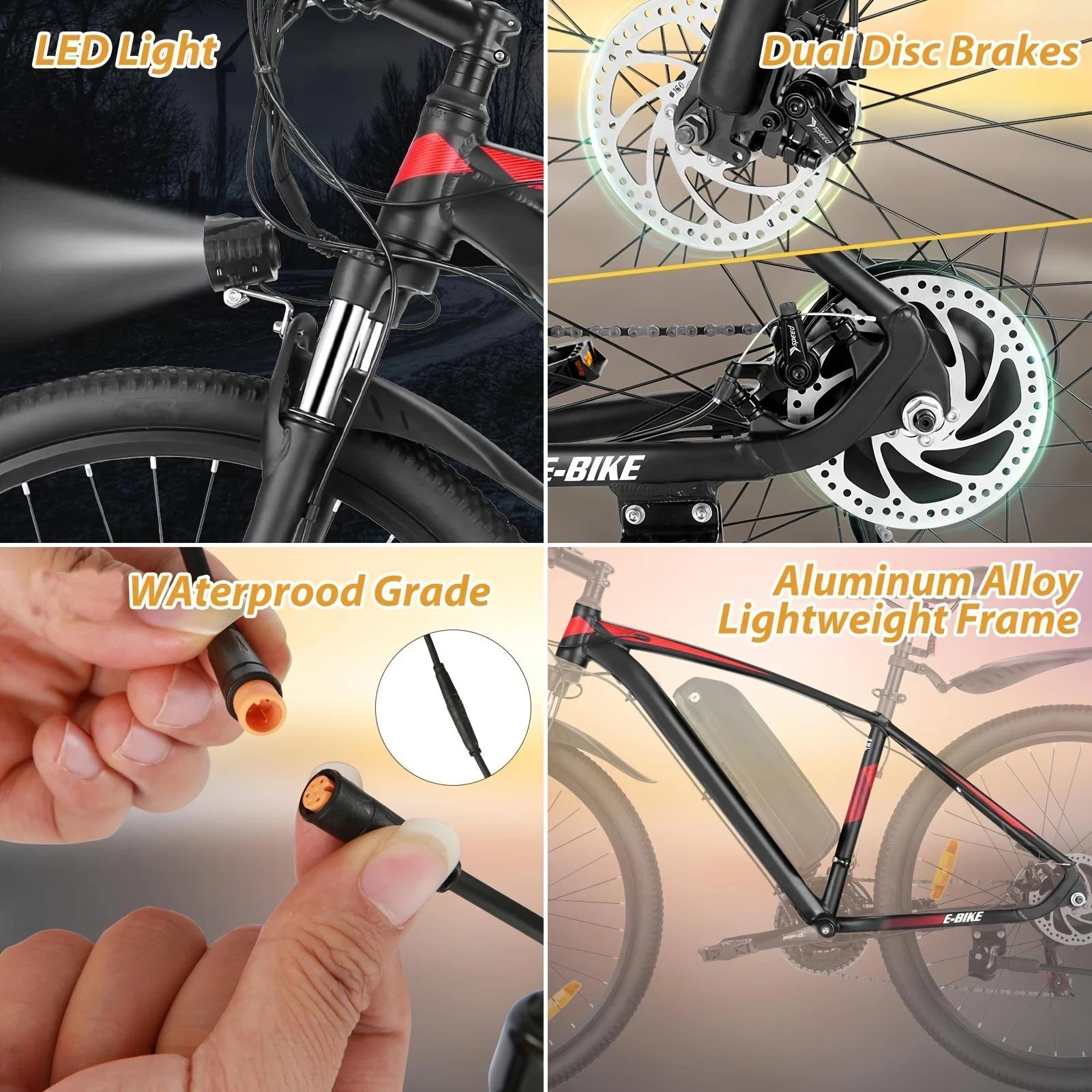 Vélo électrique Vivi 27,5" pour adultes avec batterie 500W, 48V 499,2WH, 20MPH, jusqu'à 50 milles, r