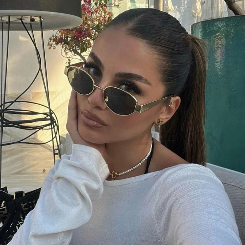 Lunettes de soleil ovales pour femmes, petites lunettes de soleil tendance, Design de luxe, monture 